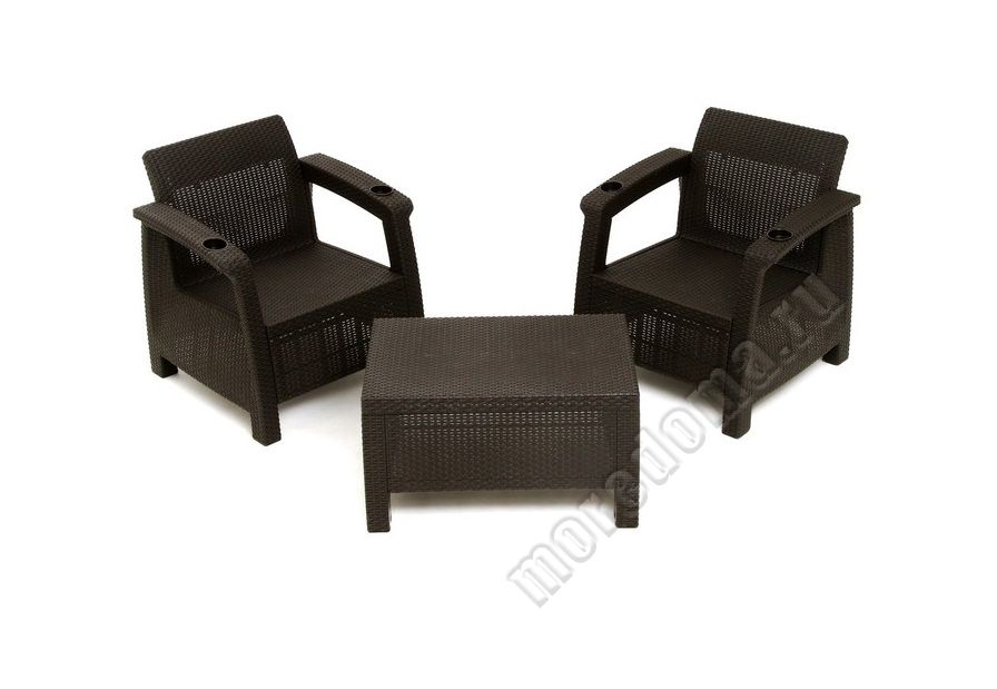 Комплект мебели "Ротанг" два кресла + стол 76,5 х 57 х 42 cм ; артикул 7855