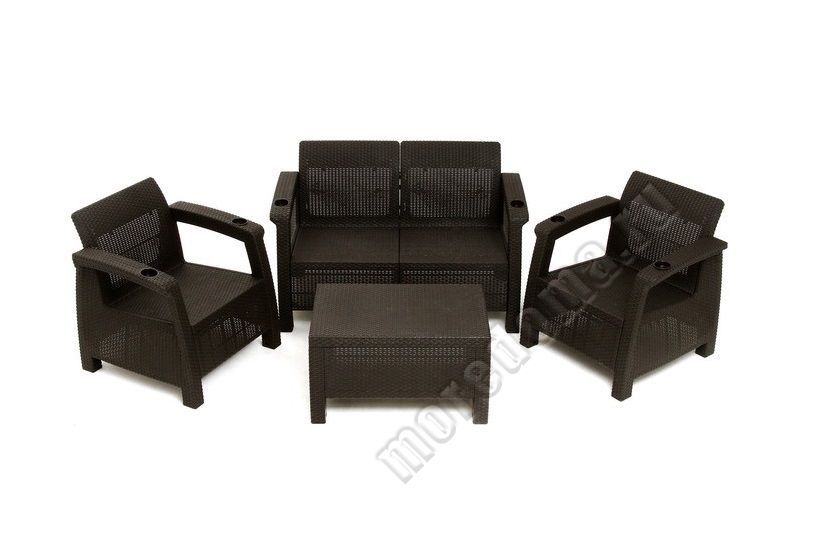 Комплект мебели "Ротанг" диван 2-х местный + 2 кресла + стол ; артикул 7865